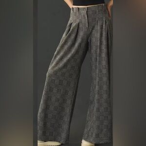 Maeve Gray Plaid Wide Leg Pants